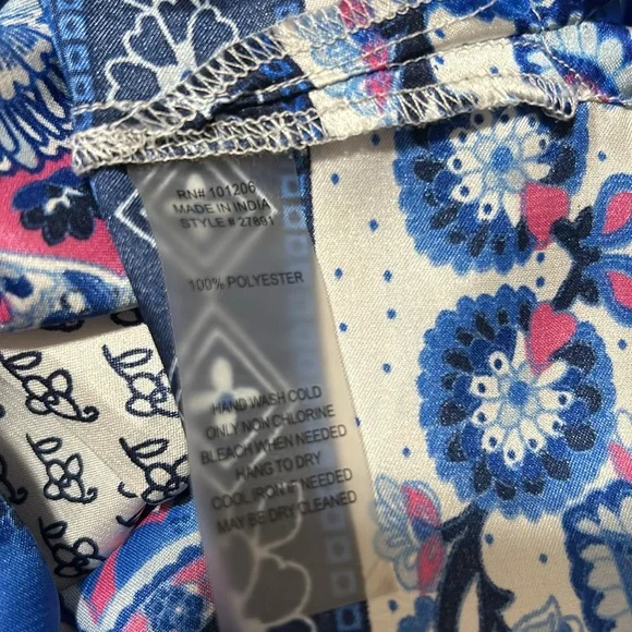 Soft Surroundings Blue and Pink Patterned Blouse - Picture 7 of 7